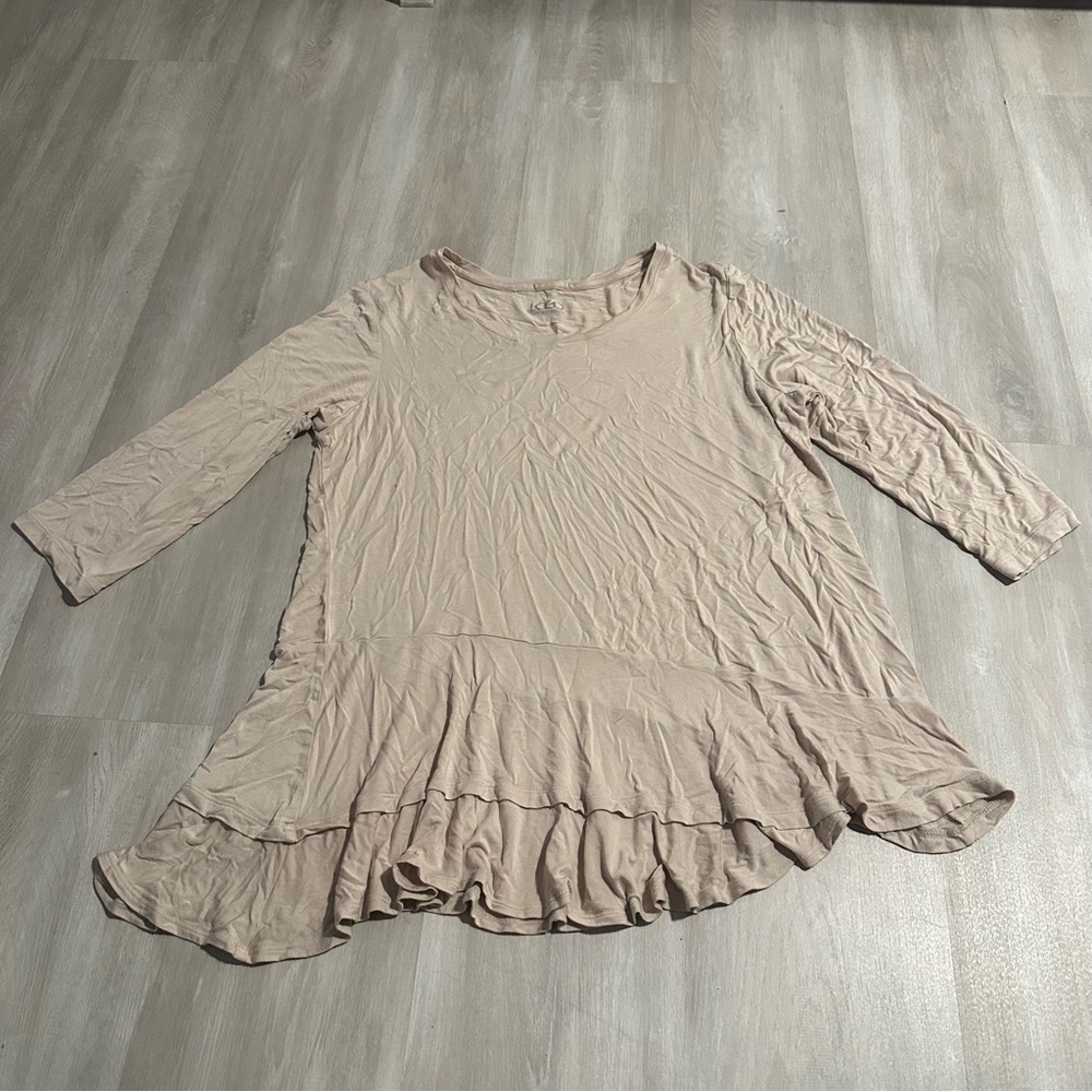 LOGO by Lori Goldstein Beige Cream Tunic Top Sz L